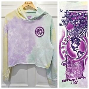 Psycho Tuna Tie Dye Cropped Graphic Hoodie Size L